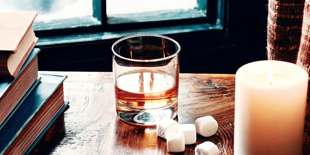 Smooth whiskey in a glass.