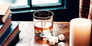 Smooth whiskey in a glass.