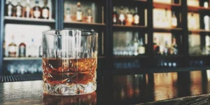 Smooth whiskey in a glass.