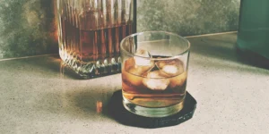 A simple cocktail made by mixing flavored whiskey with ice.