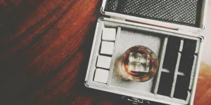 Whiskey stones gift set with a glass in a presentation box.